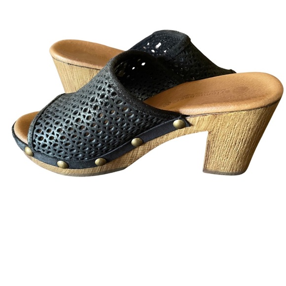 Eric Michael Black and Brown Mules with Mesh and Studded Design Size 36 - Picture 6 of 10